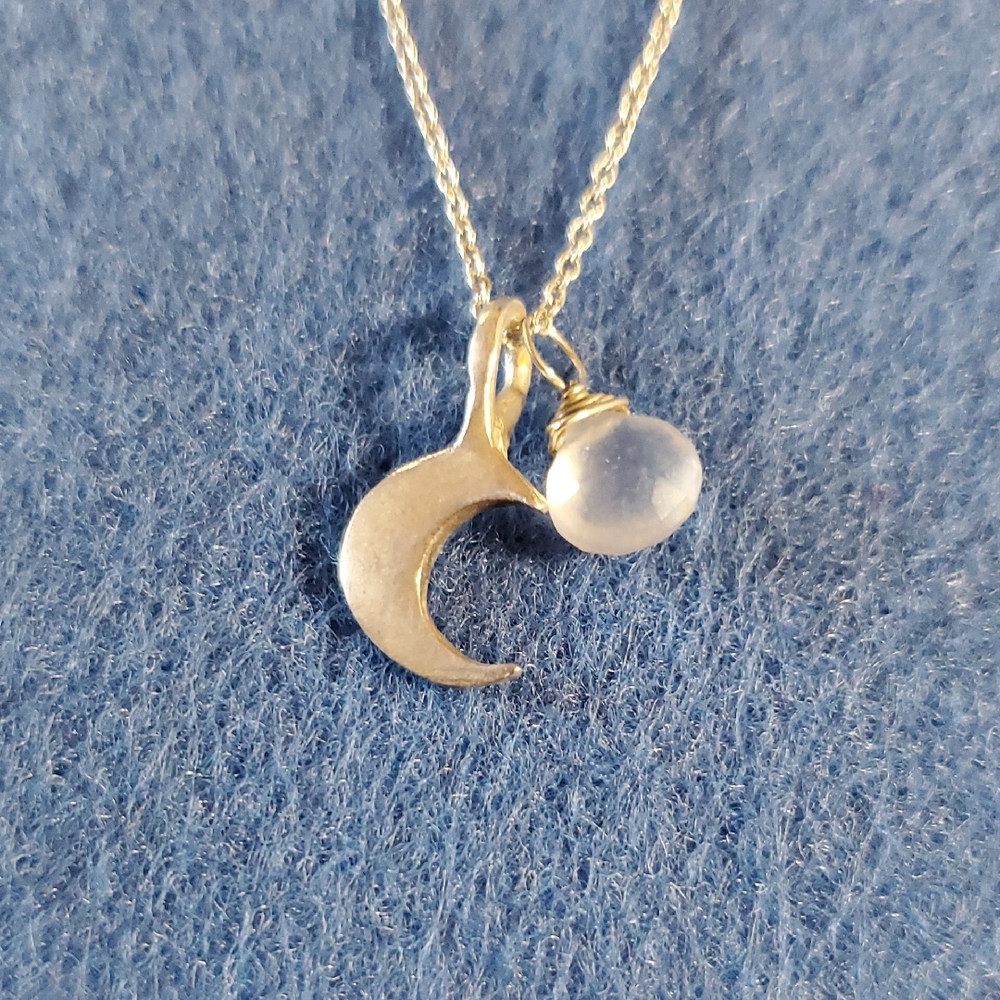 Sterling Silver Celestial Charm Necklace with Moon and Sphere